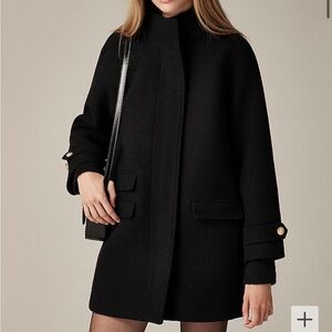J. Crew Toscana Coat Italian -stadium Wool Blend in Black Size 0 Women’s Peacoat